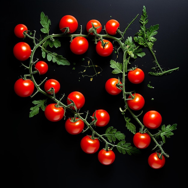 AI gegenereerde foto van takken van verse tomaten voor natuurlijke voedingsillustratie