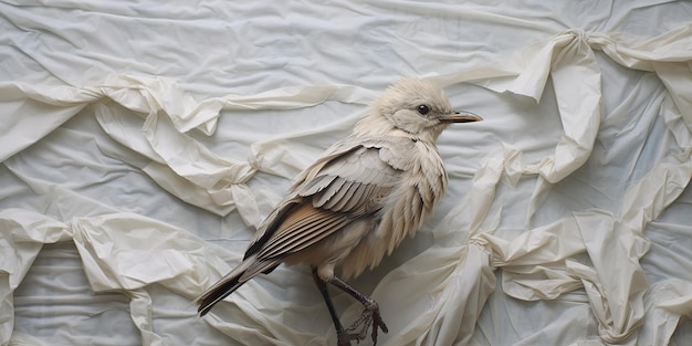 AI Gegenereerde Fotorealistische illustratie van vogel op papperachtergrond AI Generatieve Grafische Kunst