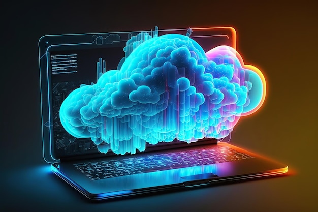 Ai gegenereerde illustratie van Cloud computing-concept in pastelkleur