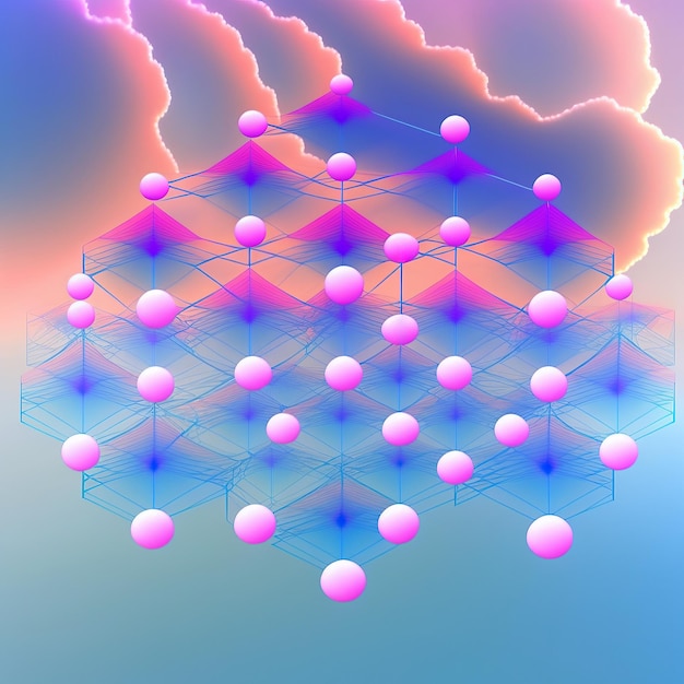 Ai gegenereerde illustratie van Cloud computing-concept in pastelkleur