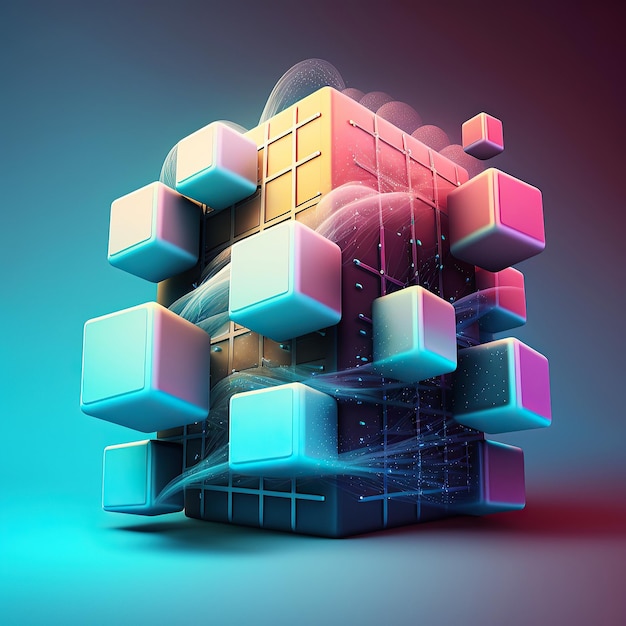 Ai gegenereerde illustratie van Cloud computing-concept in pastelkleur