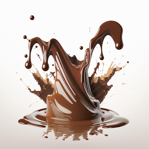 AI gegenereerde illustratie van een romige werveling van chocolade die naar beneden stroomt op een licht gekleurd oppervlak