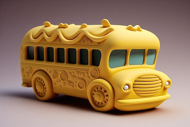 Ai gegenereerde illustratie van speelgoed plasticine schoolbus