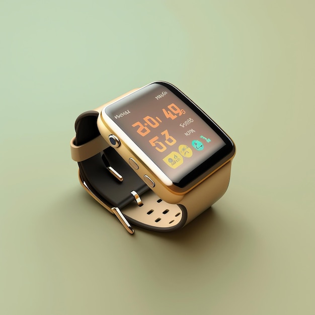 Ai gegenereerde illustratie van Wireless Smart Watch geïsoleerd op beige achtergrond