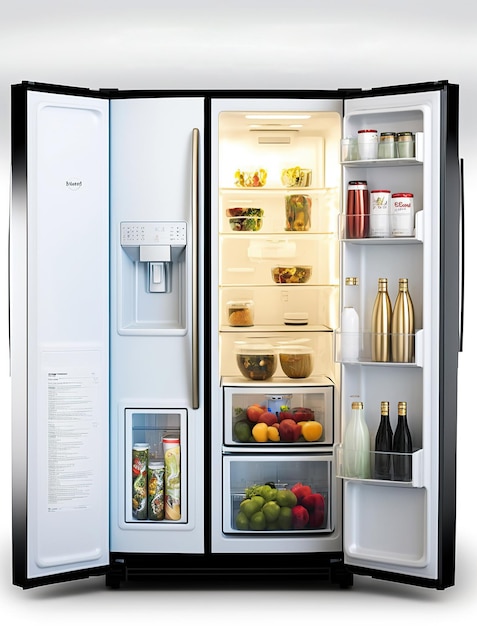 Ai gegenereerde illustratie Witte koelkast met sidebyside deursysteem
