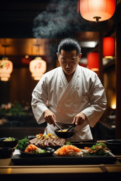 Foto ai gegenereerde teppanyaki temptations gourmet cuisine fotografie