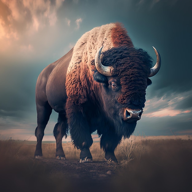 AI создает фото европейского бизона в красивом белом лесу в зимнее время bison bonasus