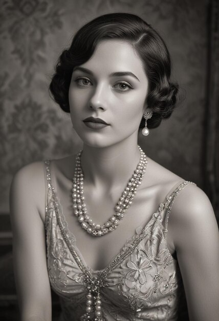 Ai generated 1920s Elegance Glamorous Black and White Portrait