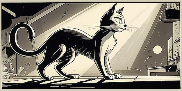 AI が生成した 1935 年のレオン シュレジンジャーにインスピレーションを得た猫の漫画キャラクター AI ジェネレーティブ グラフィック アート