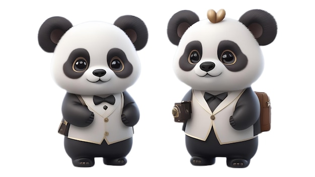 AI generated 3D chibi panda expression and pose illustration Panda Hotel Manager V2