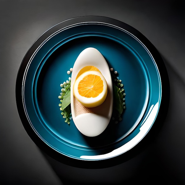 Ai generated 3d white egg with orange slices in it