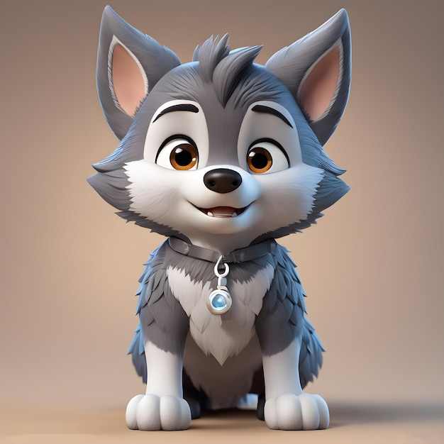 Photo ai generated 3d wolf cartoon mascot character