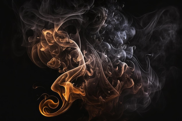 AI generated abstract figure of grey smoke on black background