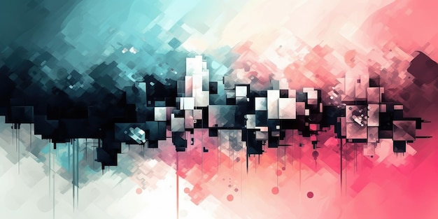 Созданный AI абстрактный геометрический рисунок розового цвета с текстурой обои AI Generative Graphic Art