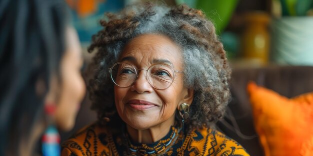 AI generated an African American elderly woman looking at her daughter with admiration