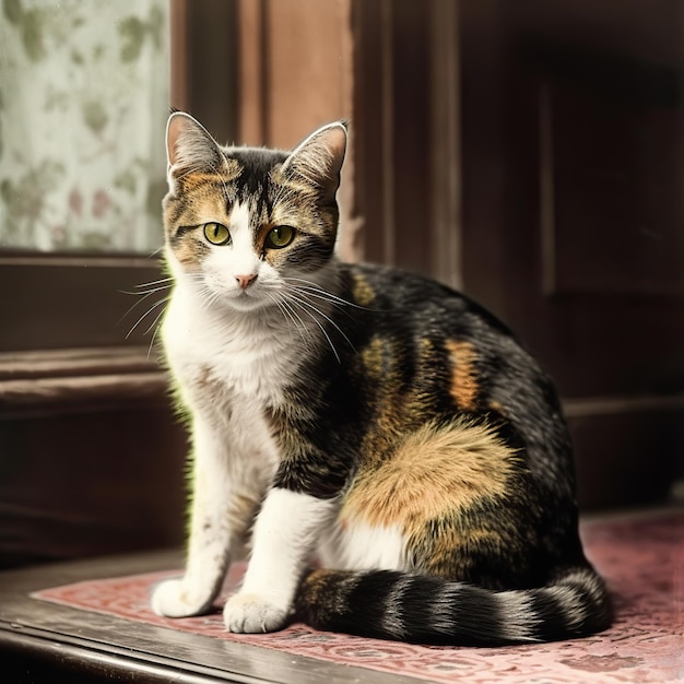 AI Generated AI Generative 1910s vintage retro coloured photo realistic photography illustration cat