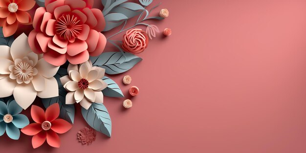 AI 생성 AI 생성 3d 렌더링 꽃 패턴 포스터 장식 카드 그래픽 아트
