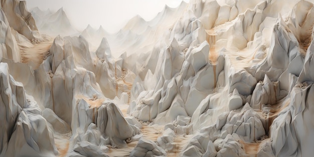 Фото ai generative ai generative горный хребет с множеством серых скал в стиле иллюзионизма