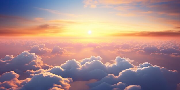 アイ・ジェネレーティブ (AI) 空中空の雲上から眺める景色の背景グラフィック・アート
