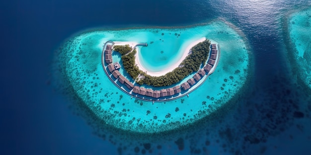 AI Generated AI Generative Aerial drone fotorealistische illustratie van eiland Malediven