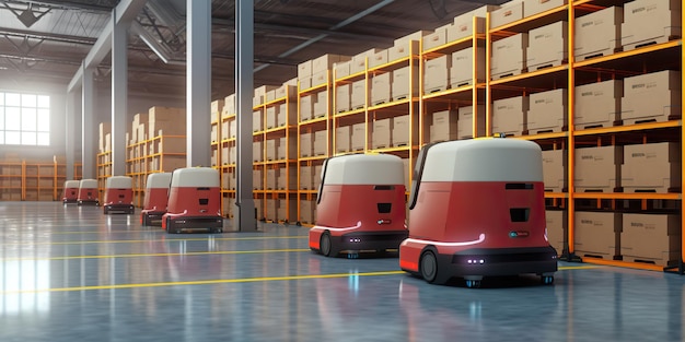 AI Generated AI Generative AGV automatic delivery shipping warehouse transportation