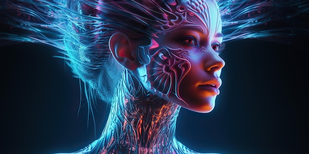 AI Generated AI Generative AI artificial intelligence woman hologram Digital technology