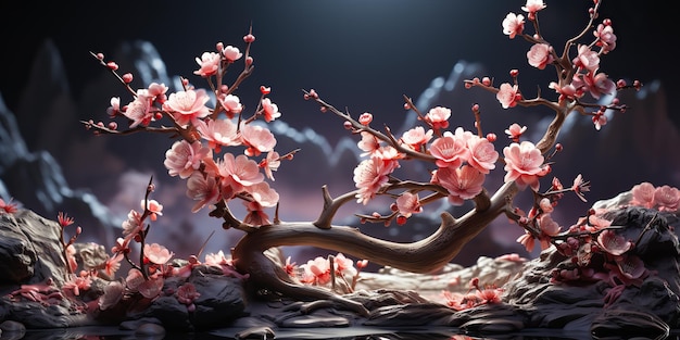 Фото Ии генерирует ии генеративный азиатский японский цветочный растение сакура вишневый цветок маленькое дерево