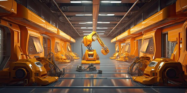 AI Generated AI Generative Automotive fabrieksautoproductie door toekomstige technologie van robots