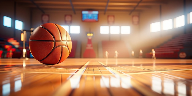 AI Generated AI Generative Basketball 게임 스포츠 경기장 경기장 코트가 스포트라이트를 받고 있습니다.