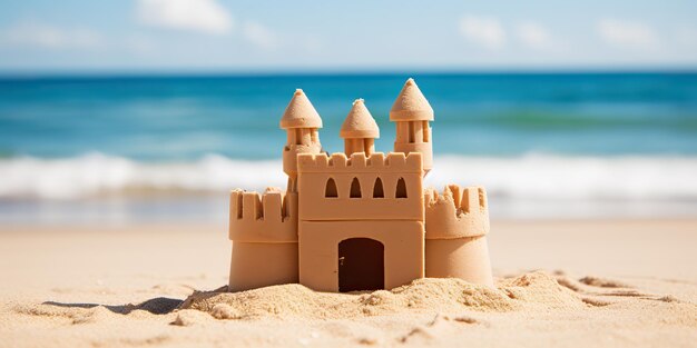 AI Generated AI Generative Beautiful fort sand castle Vacation chill sea ocean vibe