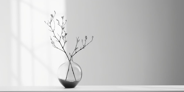 AI Generated AI Generative 아름다운 집 장식 유리 꽃병에 최소한의 나뭇가지