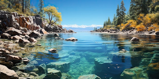 AI 生成 AI 生成 美しい自然 屋外 水 川 湖 水中風景