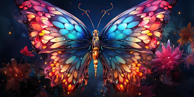 AI Generated AI Generative Beautiful nature wild cute butterfly witn plant flowers decoration