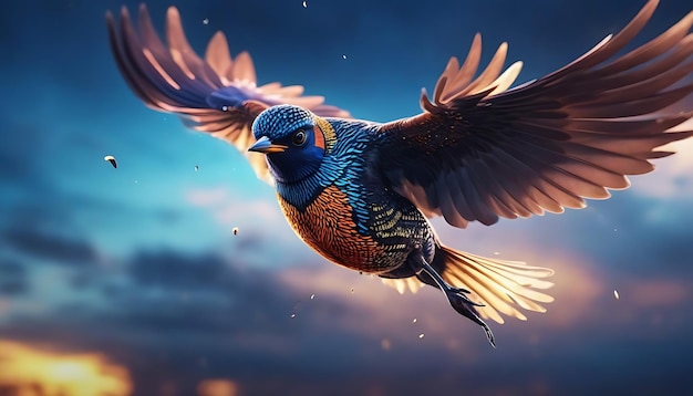 AI Generated AI Generative bird flying with fantastic background