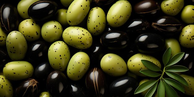 AI Generated AI Generative Black and green olives healthy organic vegetables mix decoration