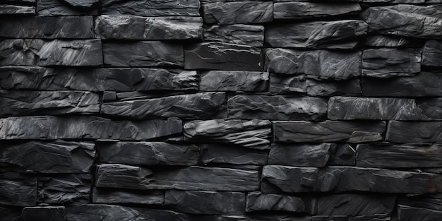 Генерированный AI Генеративный черный серый кирпичный камень мрамор каменная стена украшения фон