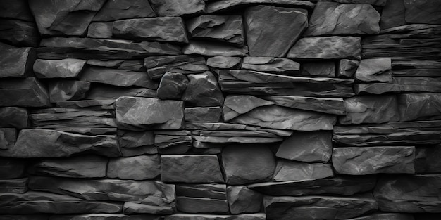 AI Generated AI Generative Black grey brick rock marble stone wall decoration background