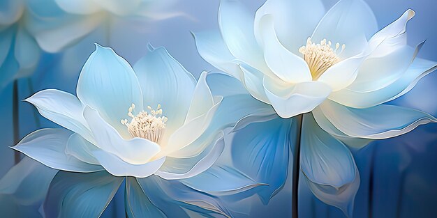 AI Generated AI Generative Blue lotis lily flower drawing painting decoration background