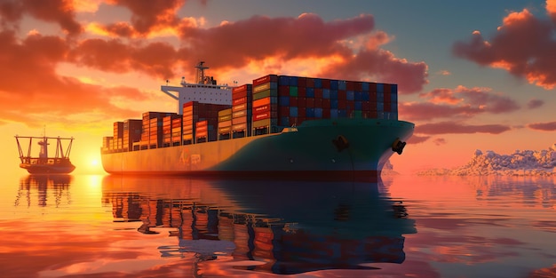 AI Generated AI Generative Cargo transport ship boat Business sea nautical adventure
