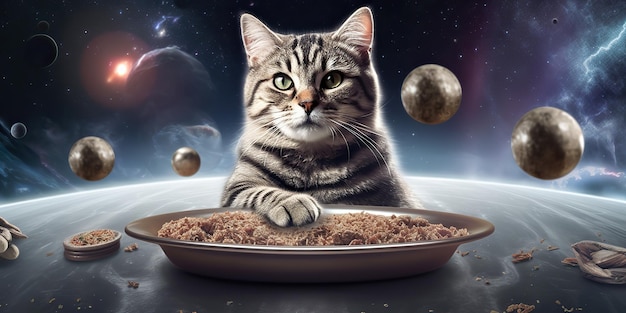 AI Generated AI Generative Cat pet animal food maaltijdpromotie Marketingwinkel