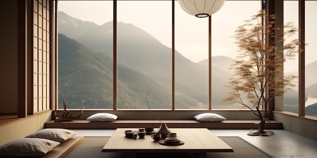 AI Generated AI Generative Classic vintage traditional asian chinese japanese interior minimalistic