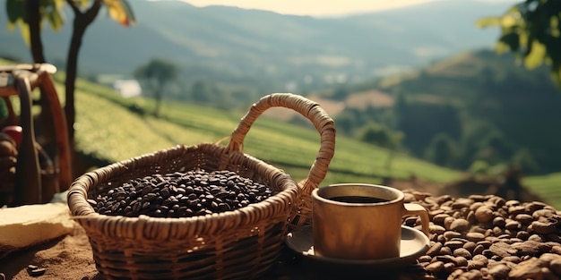 AI Generated AI Generative Coffee beans plantation nature outdoor landscape
