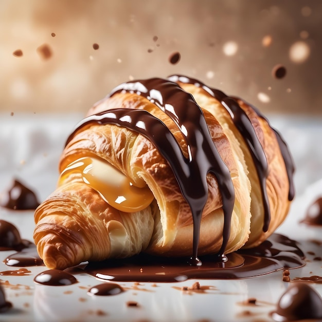 AI Generated AI Generative croissant splash шоколадная сладкая выпечка