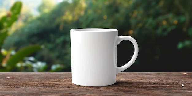 AI Generated AI Generative Чашка кружка чай журнальный столик лес гора дикая природа
