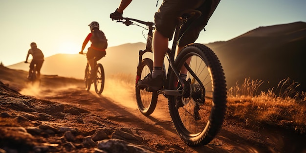 AI Generated AI Generative Cyclist biker active sport transport outdoor nature mountain