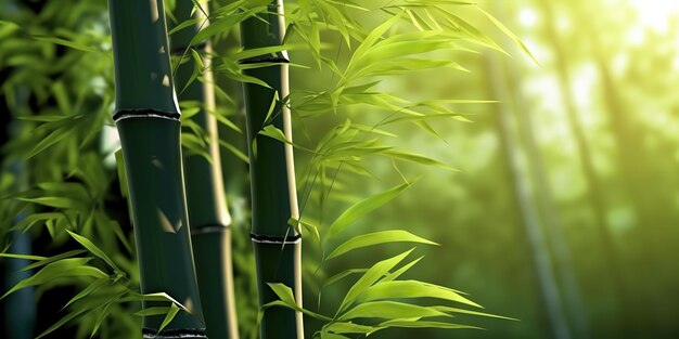 AI Generated AI Generative Eco groene bladplant boom bamboe Aziatische Japan Chinese cultuur traditie vibe Grafische kunst