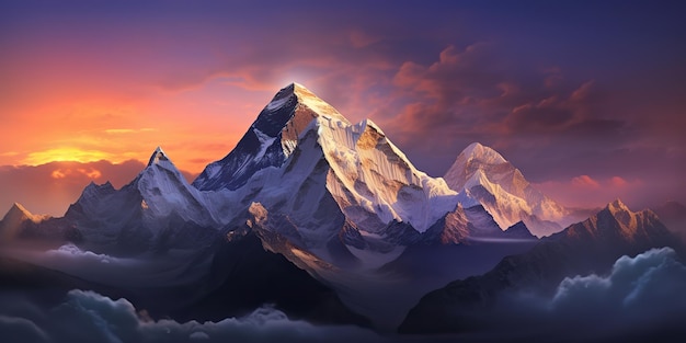 AI Generated AI Generative Everest mountain great landscape adventure nepal outdoor motivation Graphic Art