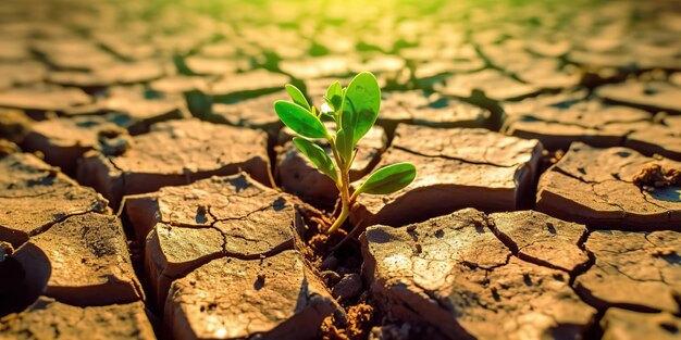 AI生成 AI生成 乾いた大地に緑の植物が生える 戦いとともに生まれる新たな生命