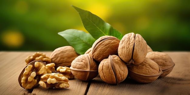 AI Generated AI Generative Healthy food nutrition nut walnut half open and in shell