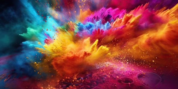 AI Generated AI Generative Holi powderr explosion photo realistic illustration Graphic Art